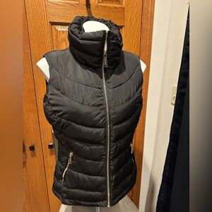 Calvin Klein Quilted Puffer Vest Jet Black Gold Hardware Size Small New Sz S